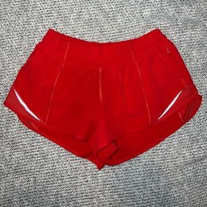 Red Lululemon Hottie Hot Shorts